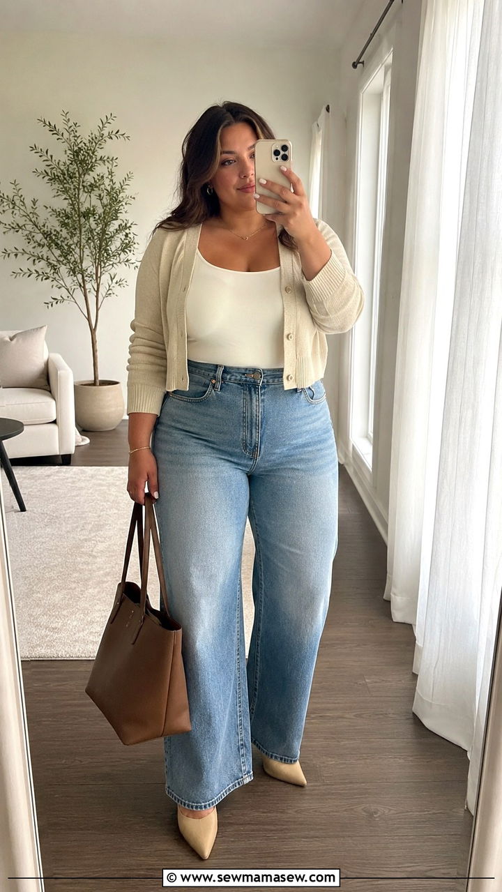 Wide Leg Jeans Outfit Curvy Spring - 30 Spring outfits for curvy women