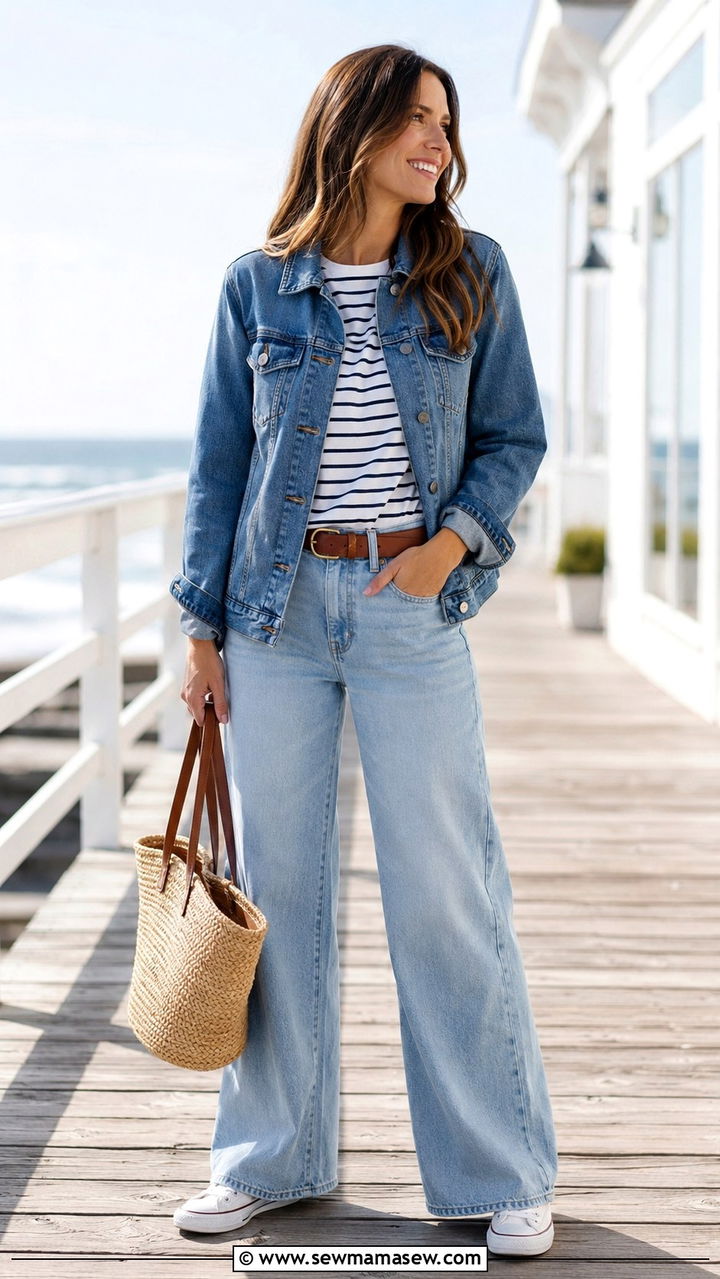 Wide Leg Jeans White Sneakers With Denim Jacket - 25 Wide leg jeans outfit ideas with white sneakers