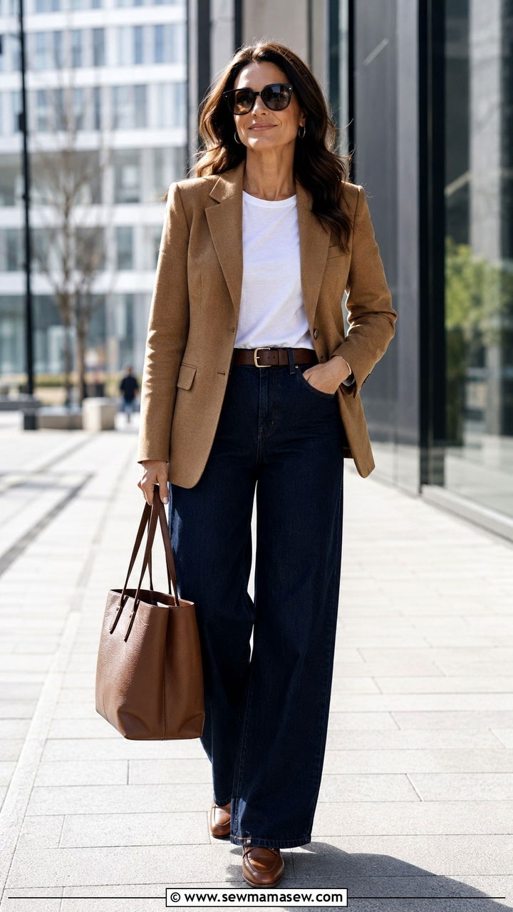Wide Leg Jeans With Blazer - 20 How to style wide leg jeans over 40