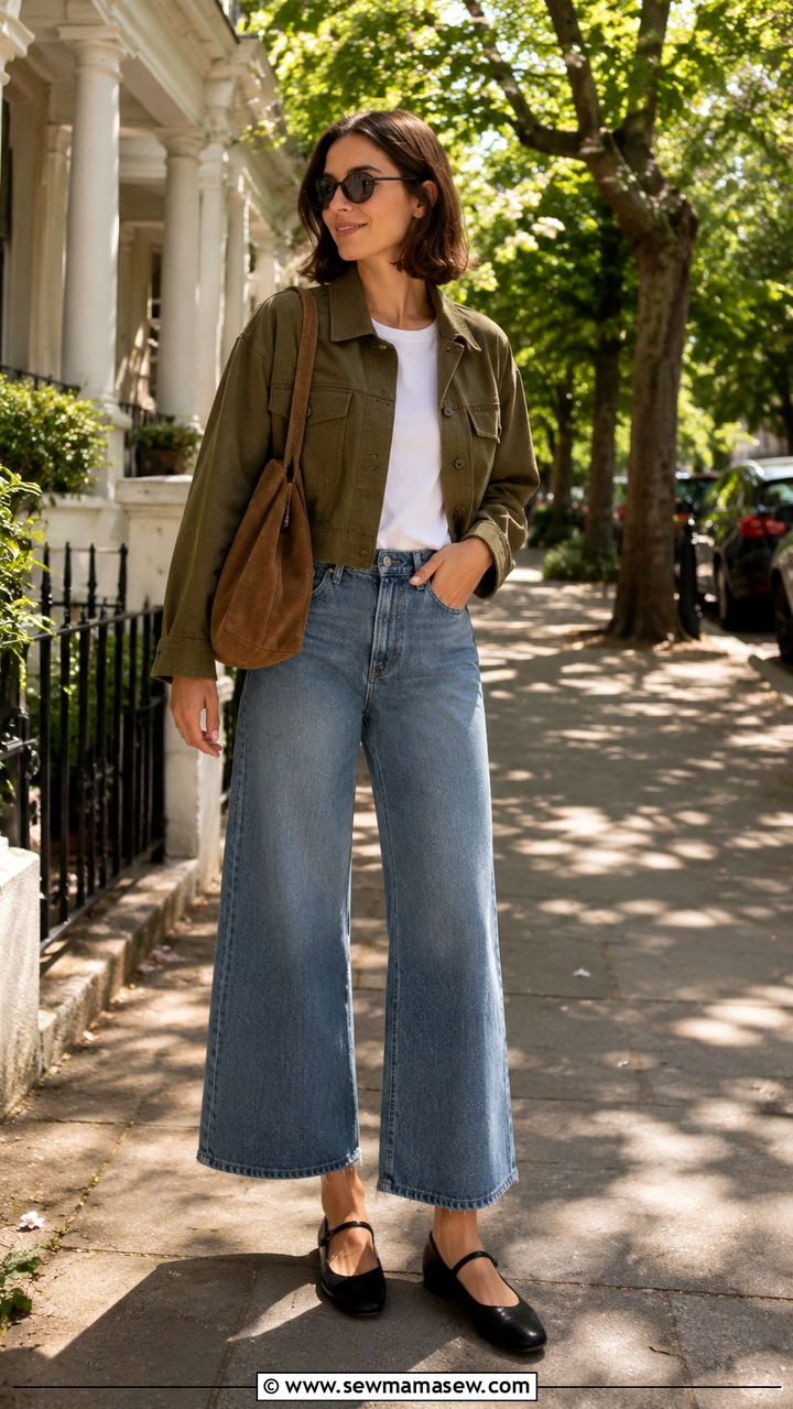 Wide Leg Jeans With Cropped Jacket And Mary Jane Flats - 25 wide leg jeans outfits 2026