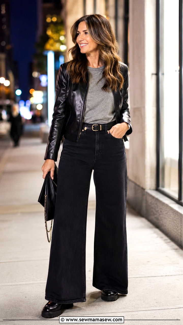 Wide Leg Jeans With Graphic Tee - 20 How to style wide leg jeans over 40