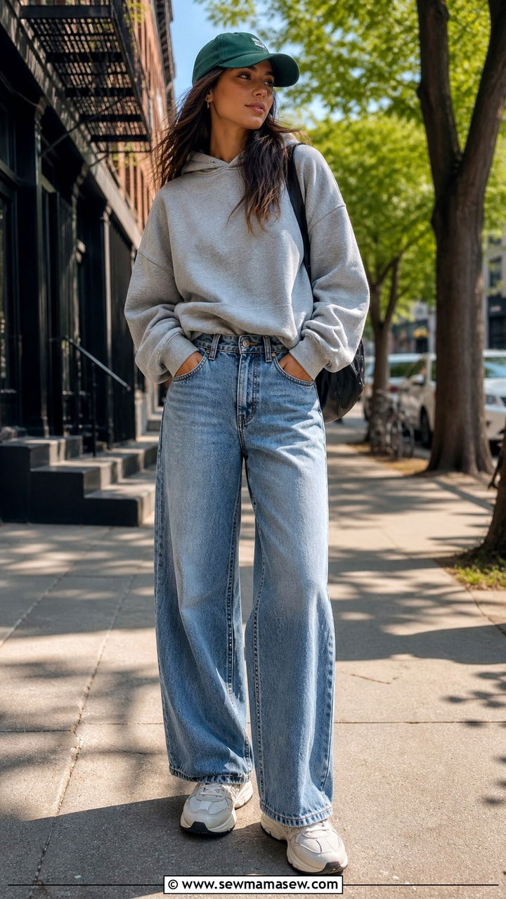Wide Leg Jeans With Hoodie - 40 wide leg jeans outfits