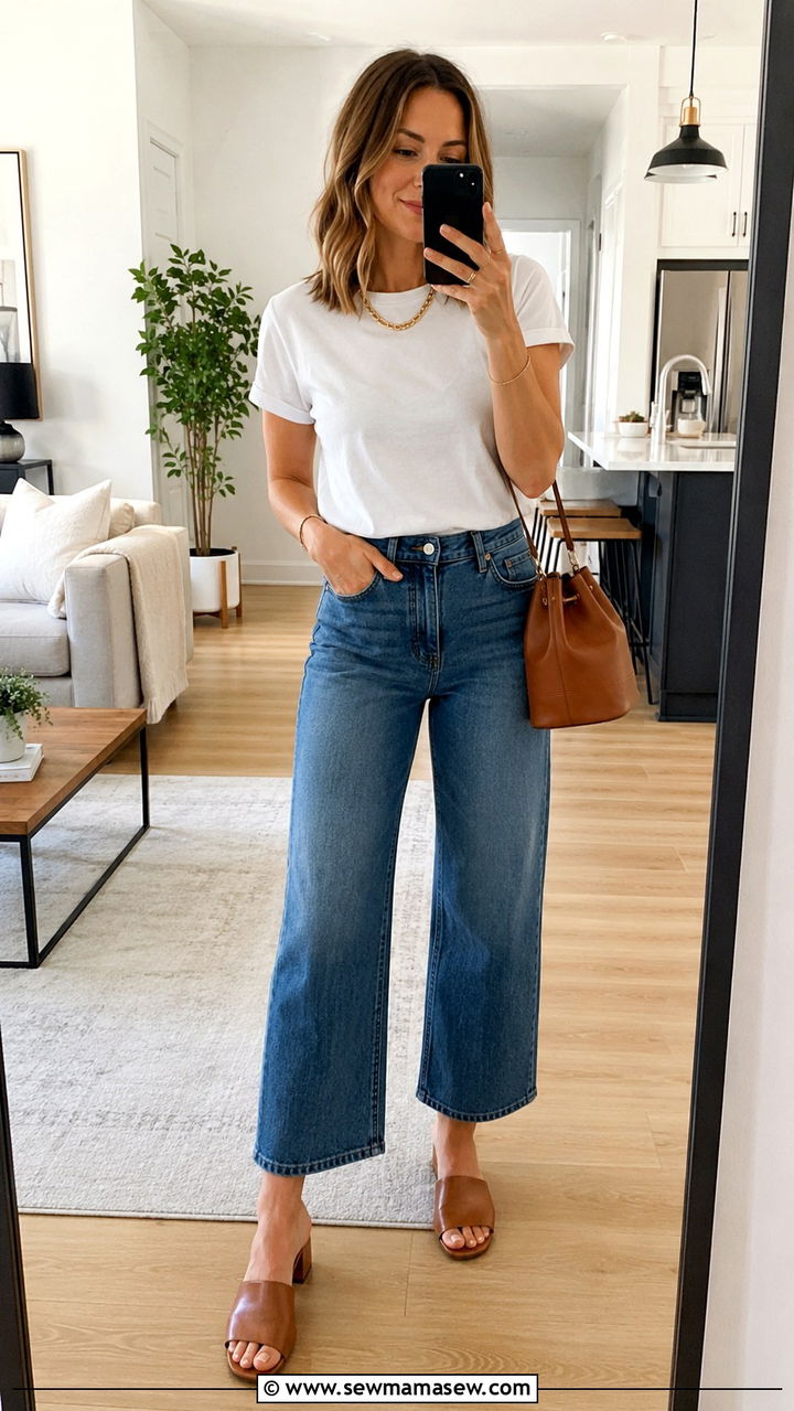 Wide Leg Jeans With Mules Effortless Outfit - 30 how to style wide leg jeans outfits