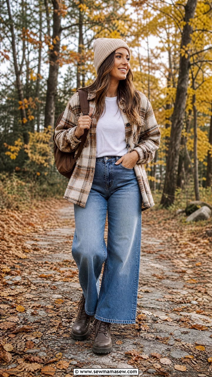 Wide Leg Jeans With Shacket - 40 wide leg jeans outfits