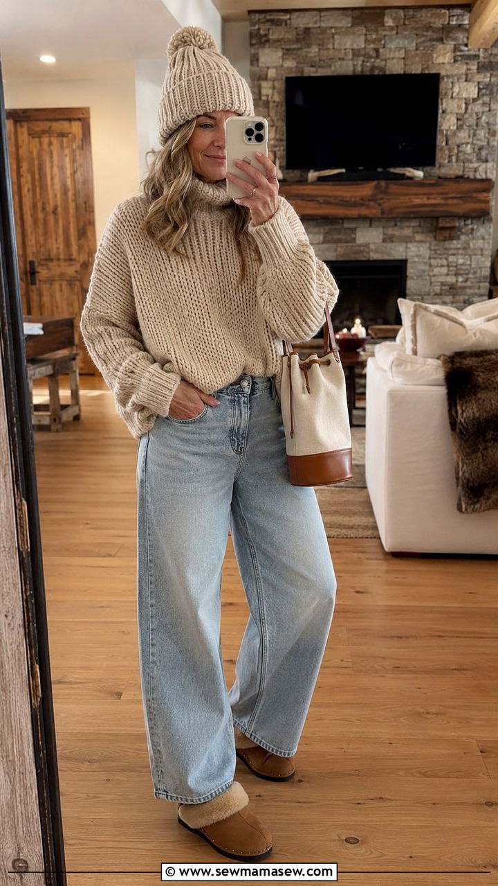 Wide Leg Jeans With Sleeveless Vest - 20 How to style wide leg jeans over 40