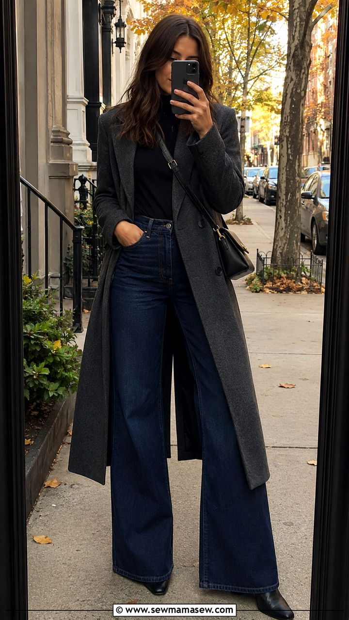 Wide Leg Jeans and Ankle Boots Outfit - 30 cute wide leg jeans outfits