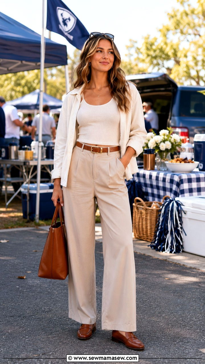 Wide Leg Jeans and Tank Top - 30 Tailgate outfit ideas college