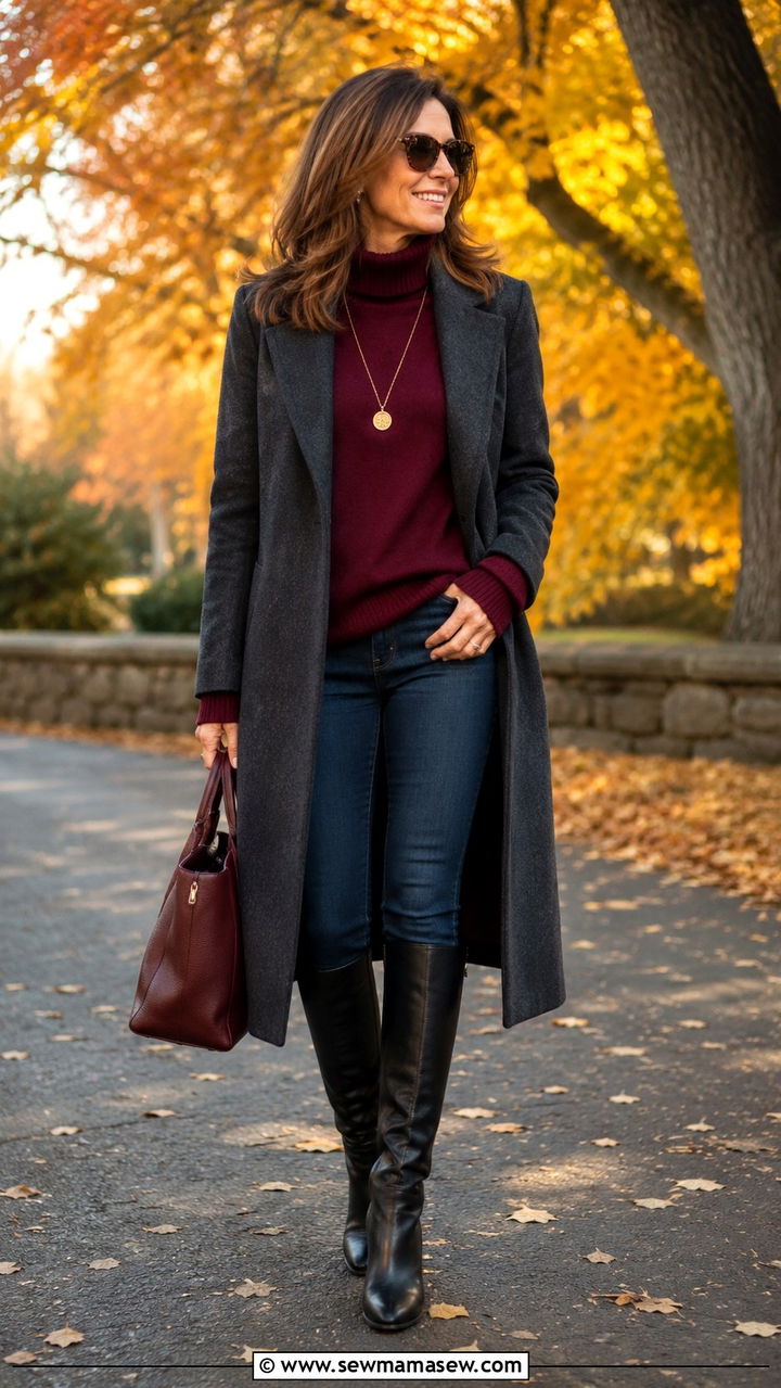 Wide Leg Jeans with Heeled Boots - 20 Jeans and boots outfit ideas over 40
