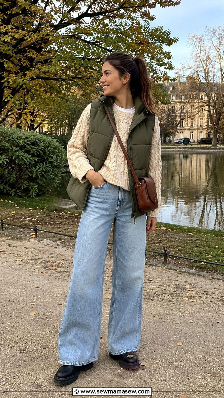 Wide Leg Jeans with Lug Sole Boots - 25 Wide leg jeans outfit ideas with boots