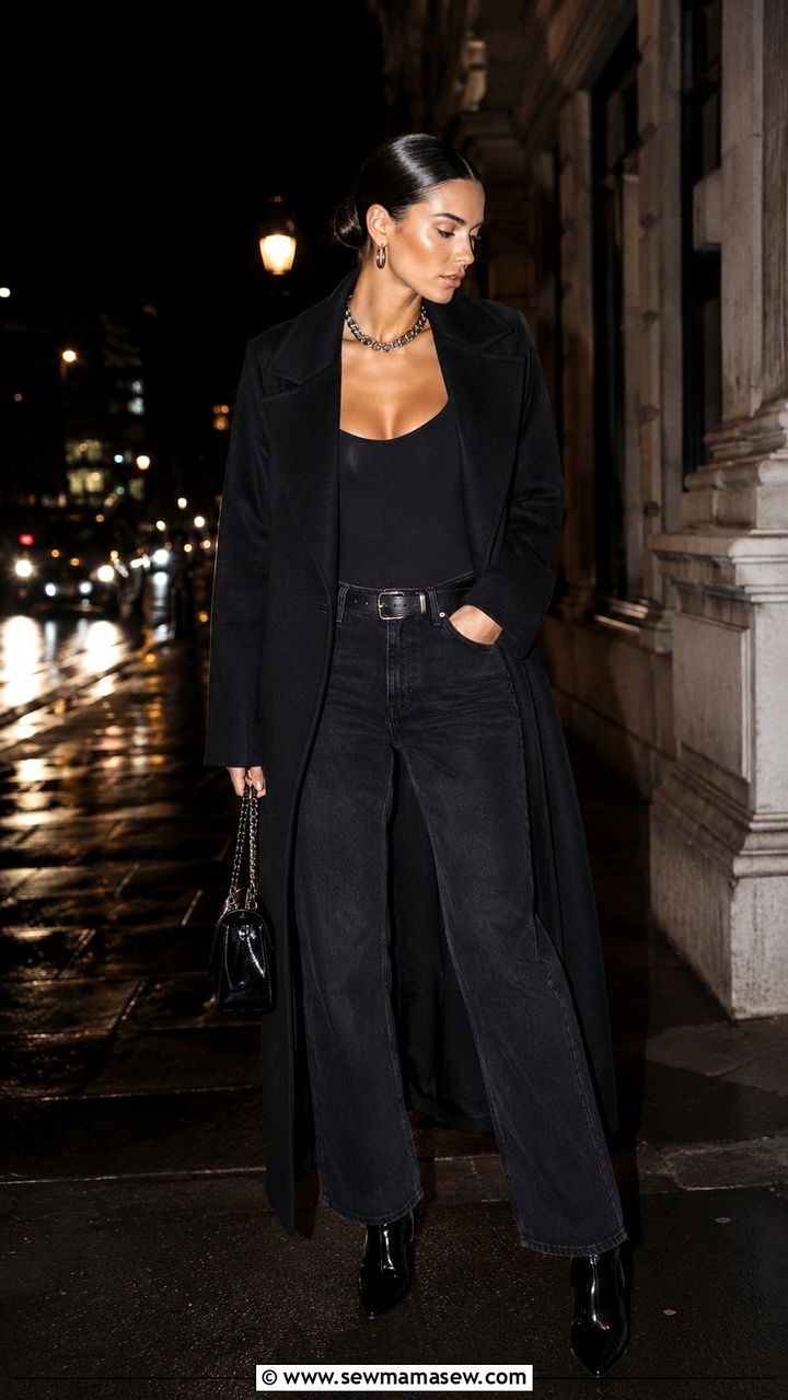 Wide Leg Jeans with Patent Leather Boots - 25 Wide leg jeans outfit ideas with boots