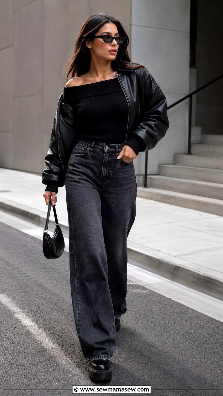 Wide Leg Jeans with Platform Boots - 25 Wide leg jeans outfit ideas with boots
