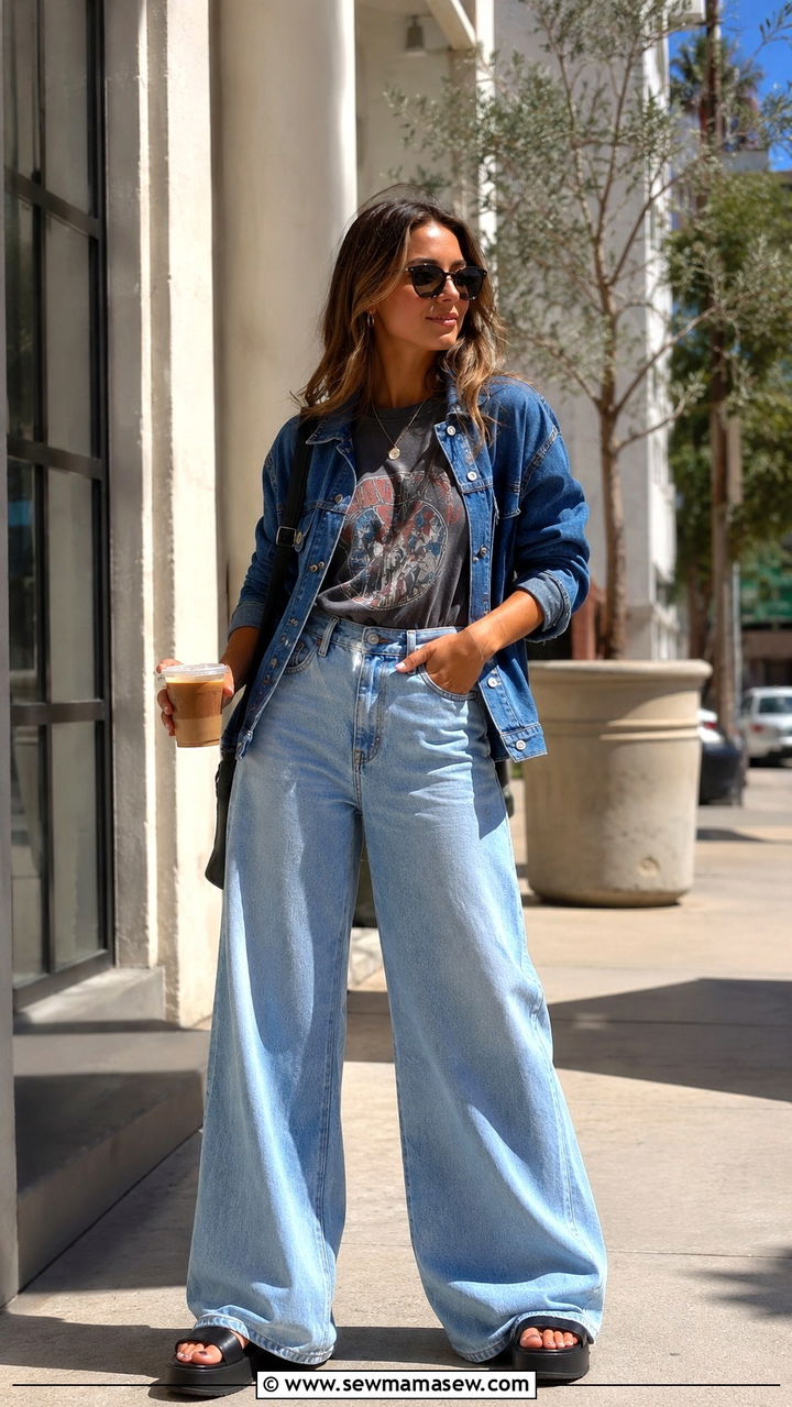 Wide Leg Jeans with Platform Heels - 25 Wide leg jeans outfit ideas with heels