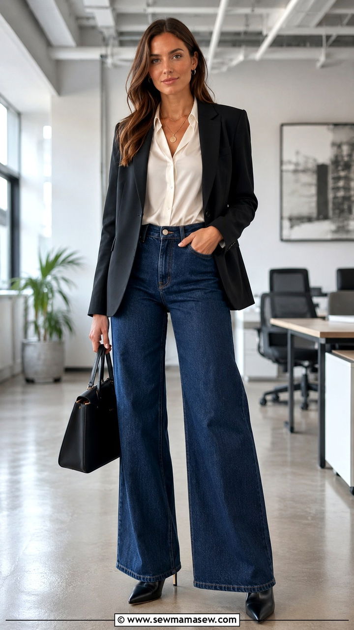 Wide Leg Jeans with Pointed Toe Boots - 25 Wide leg jeans outfit ideas with boots
