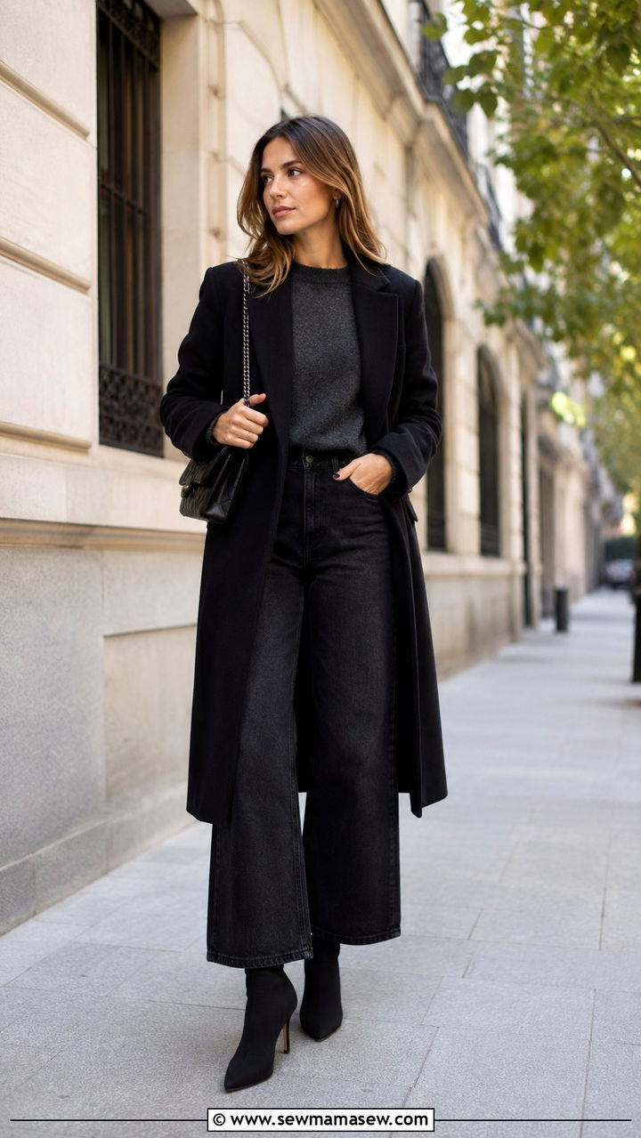 Wide Leg Jeans with Sock Boots - 25 Wide leg jeans outfit ideas with boots
