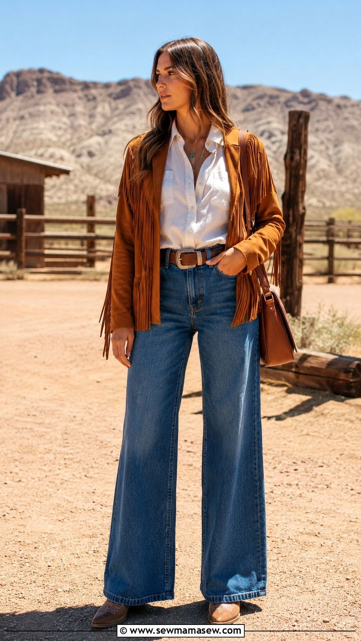 Wide Leg Jeans with Western Boots Outfit - 30 cute wide leg jeans outfits