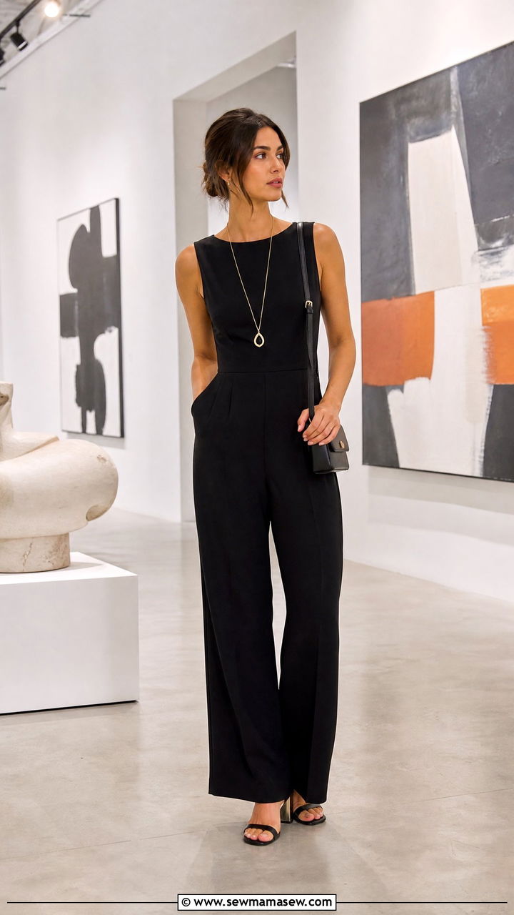 Wide Leg Jumpsuit With Block Heels For Work - 25 Female entrepreneur outfit ideas