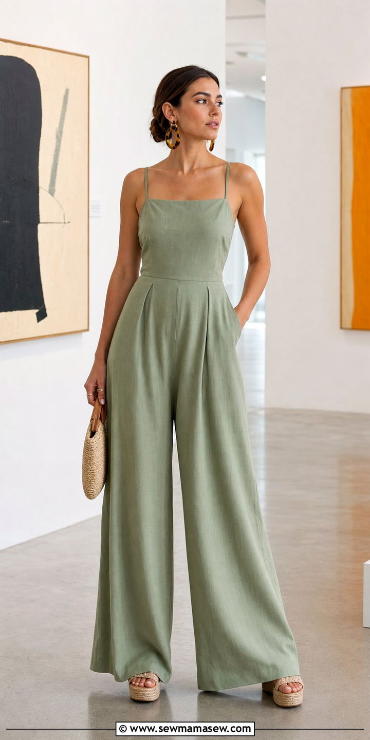 Wide Leg Jumpsuit With Oversized Resin Earrings - 25 Summer outfits with jewelry