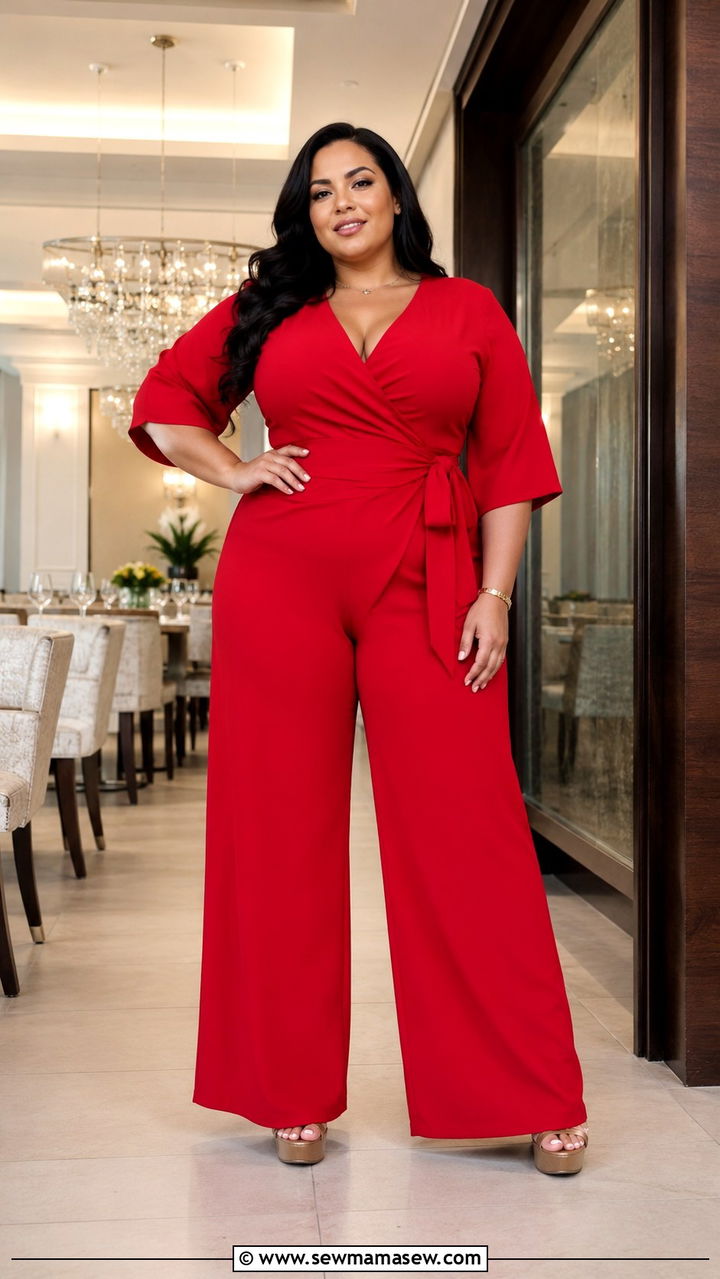 Wide Leg Jumpsuit With Platform Heels - 25 Birthday dinner outfit ideas plus size