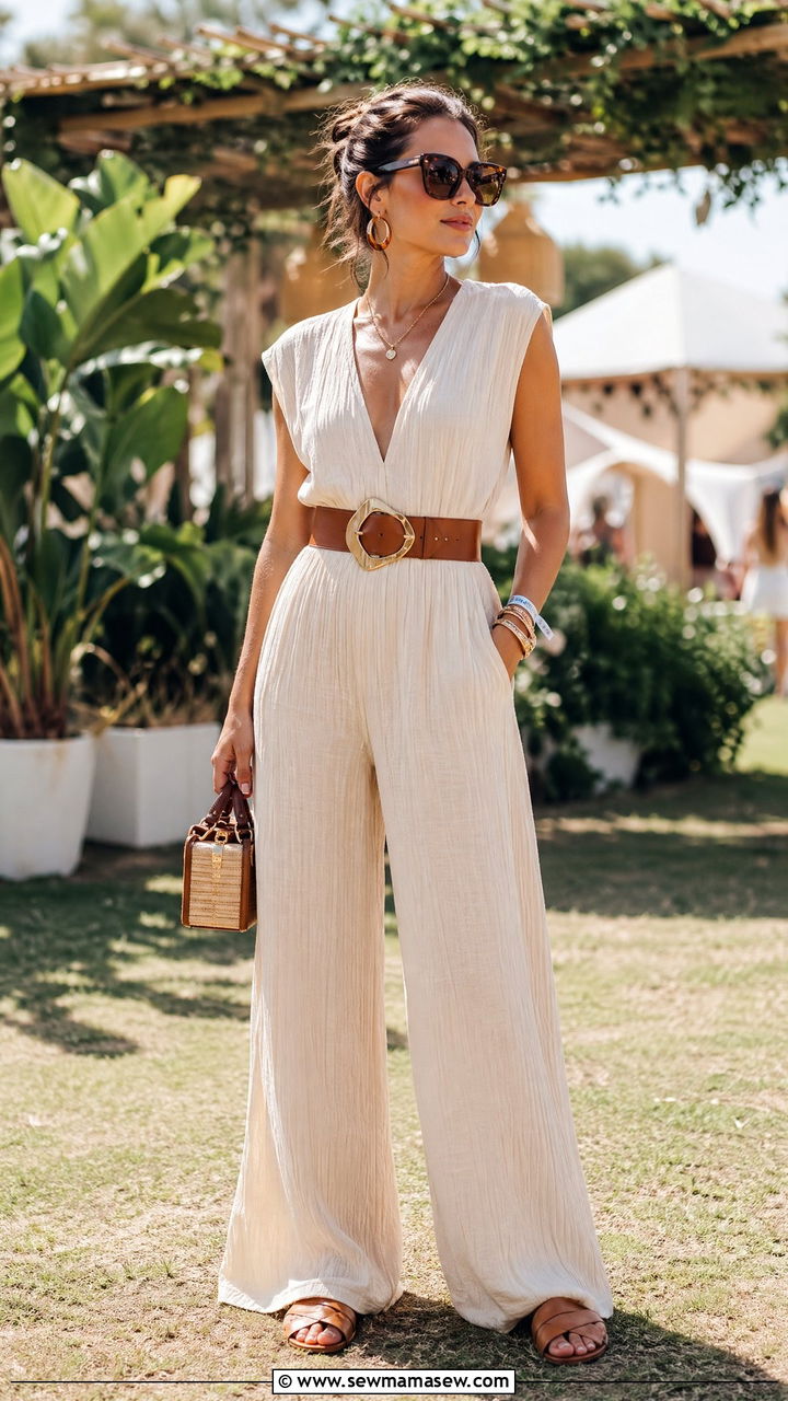 Wide Leg Jumpsuit With Statement Belt - 35 festival outfits