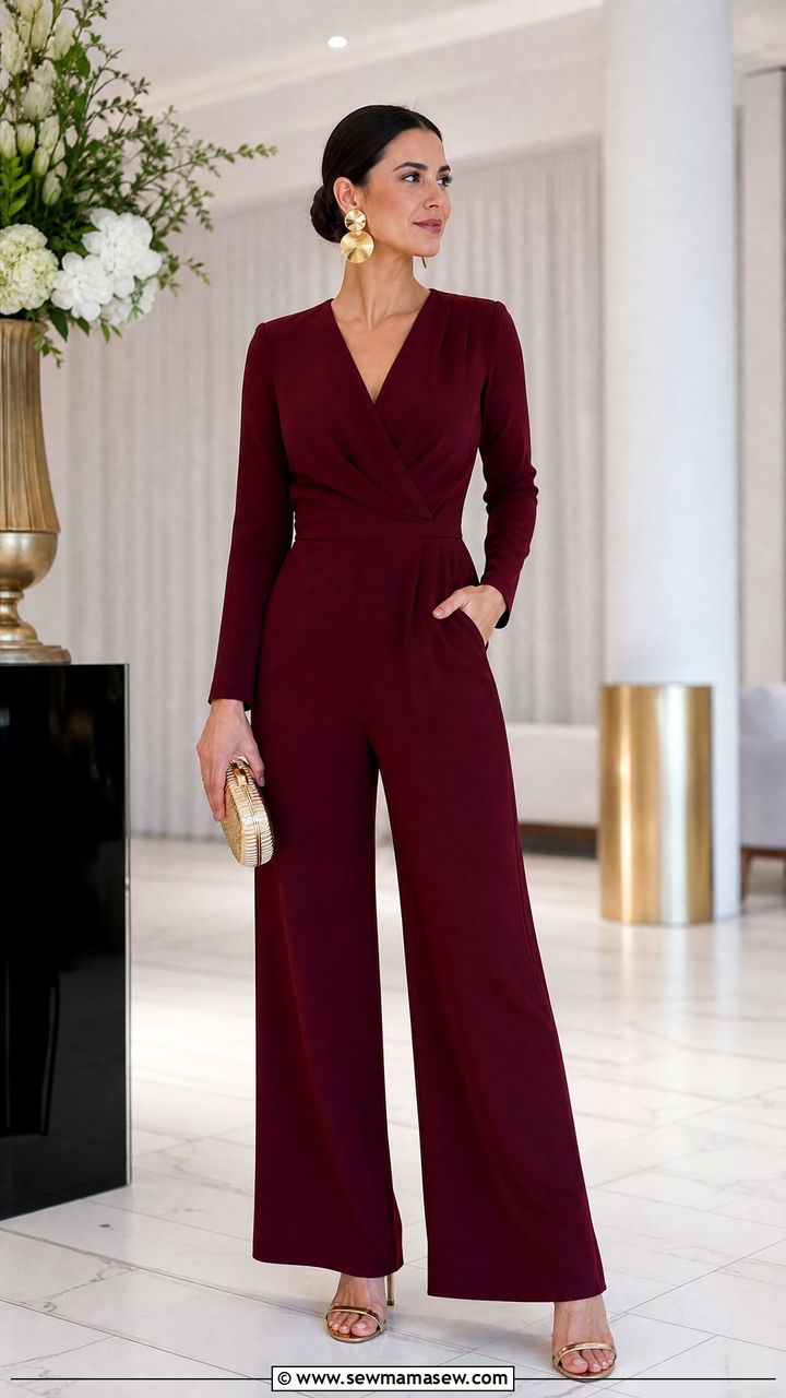 Wide Leg Jumpsuit With Statement Earrings - 20 work outfits for hourglass body