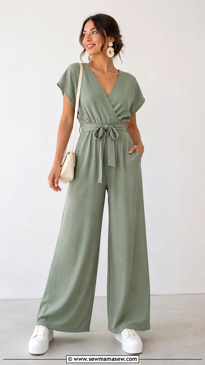 Wide Leg Jumpsuit With Statement Earrings And Sneakers - 40 Spring concert outfits