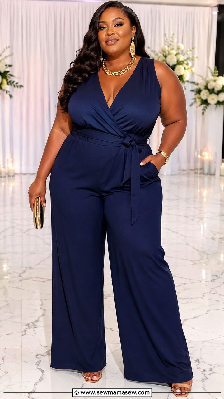 Wide Leg Jumpsuit With Statement Jewelry - 30 Plus size outfit ideas 2026