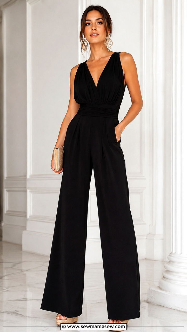 Wide Leg Jumpsuit With Wedge Heels - 20 Outfit ideas to hide love handles