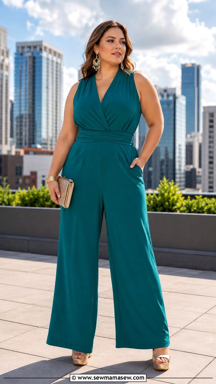 Wide Leg Jumpsuit and Platform Sandals Outfit - 30 midsize outfit ideas for women