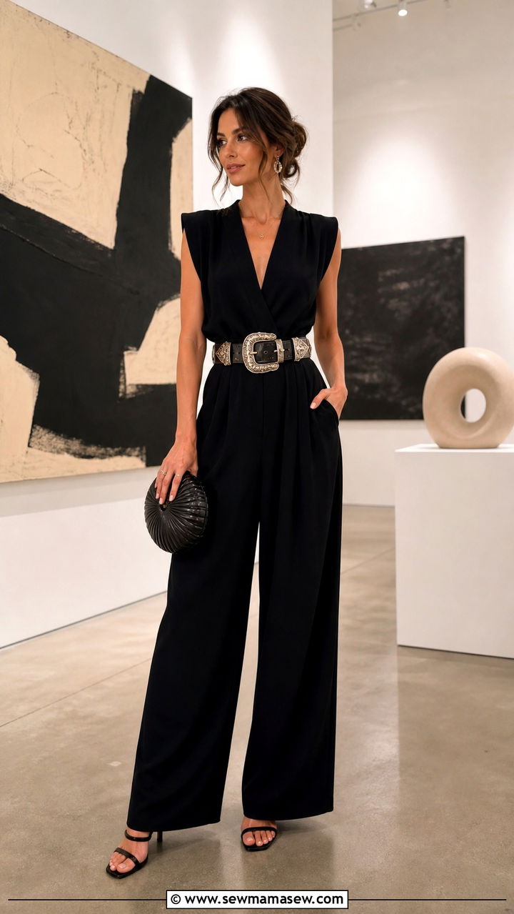 Wide Leg Jumpsuit with a Statement Belt - 40 Los Angeles outfit ideas