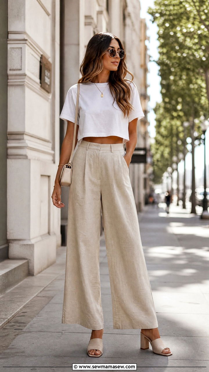 Wide Leg Linen Pants With A Cropped Top - 25 How to style linen pants in spring