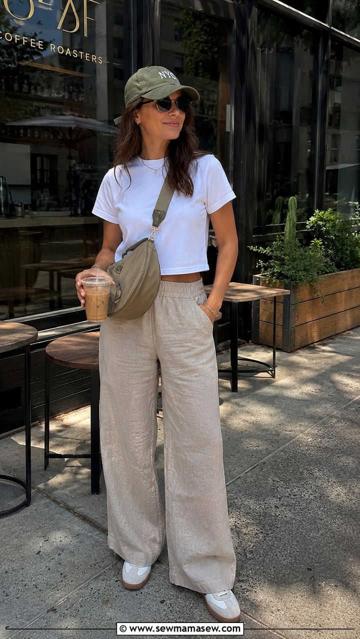 Wide Leg Linen Pants With Baseball Cap And Sneakers - 25 Wide leg linen pants outfit ideas with sneakers