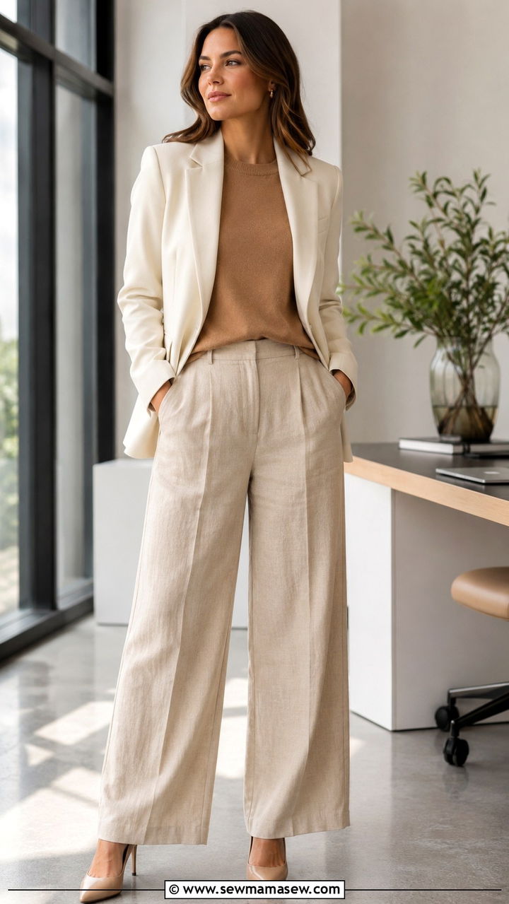 Wide Leg Linen Pants With Blazer And Sweater - 25 Wide leg linen pants outfit ideas with a sweater
