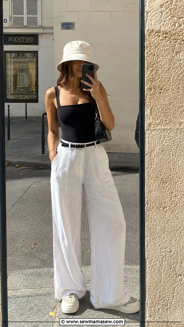 Wide Leg Linen Pants With Bodysuit And Platform Sneakers - 25 Wide leg linen pants outfit ideas with sneakers