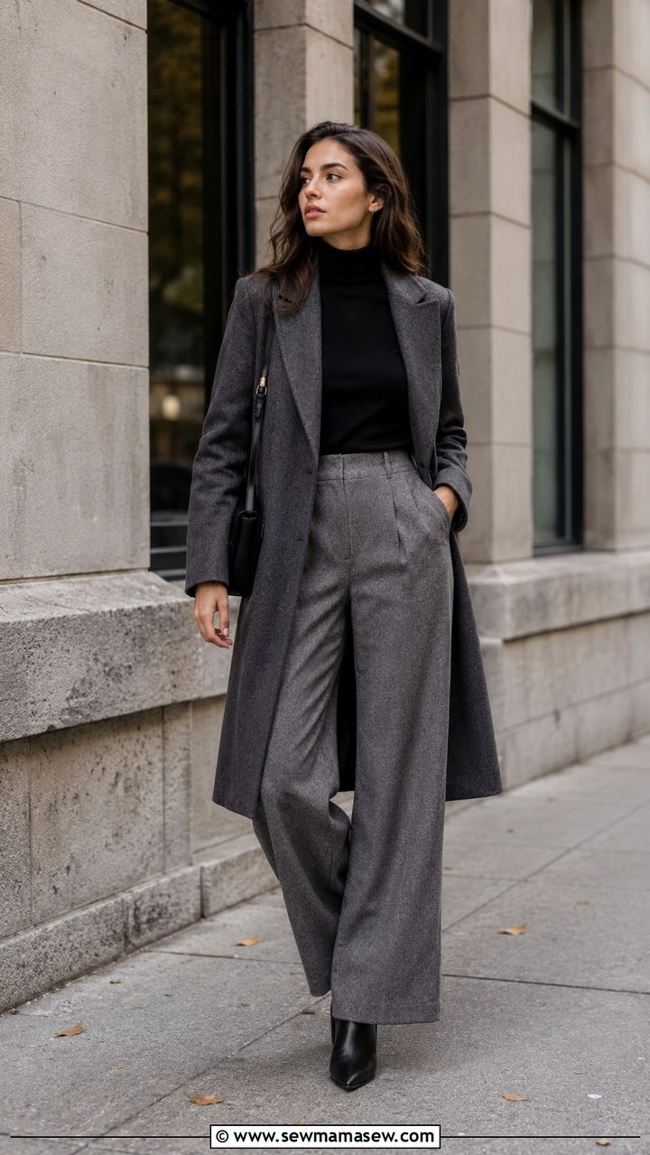 Wide Leg Linen Pants With Lightweight Turtleneck And Heeled Ankle Boots - 25 Wide leg linen pants outfit ideas with heels