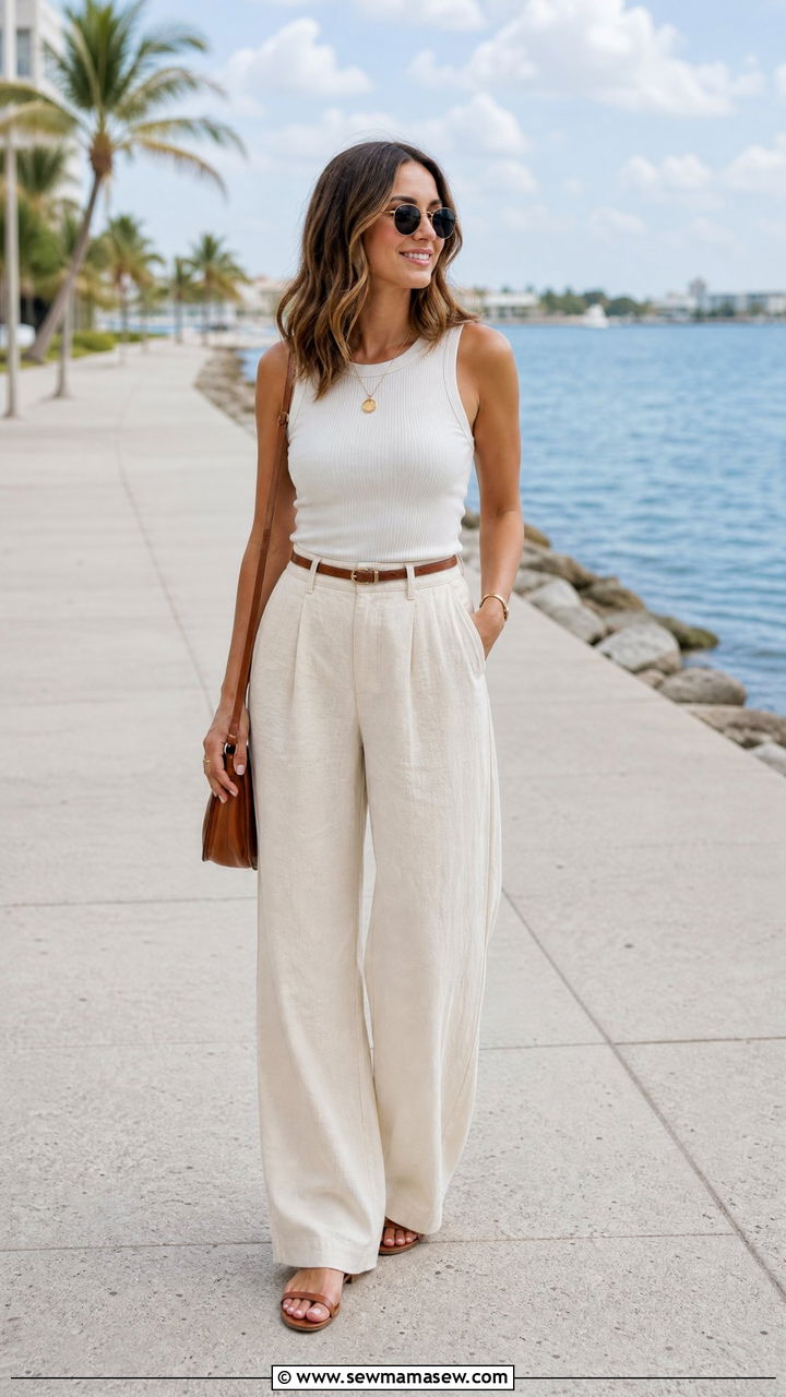 Wide Leg Linen Pants With Sleeveless Top Petite - 25 Petite outfit ideas summer 2026