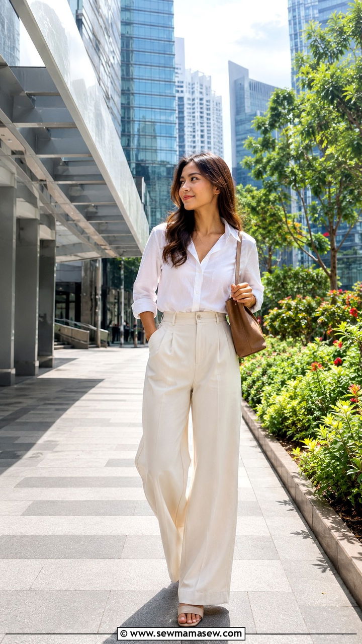 Wide Leg Pants And Button Up Shirt - 25 Asian vacation outfit ideas