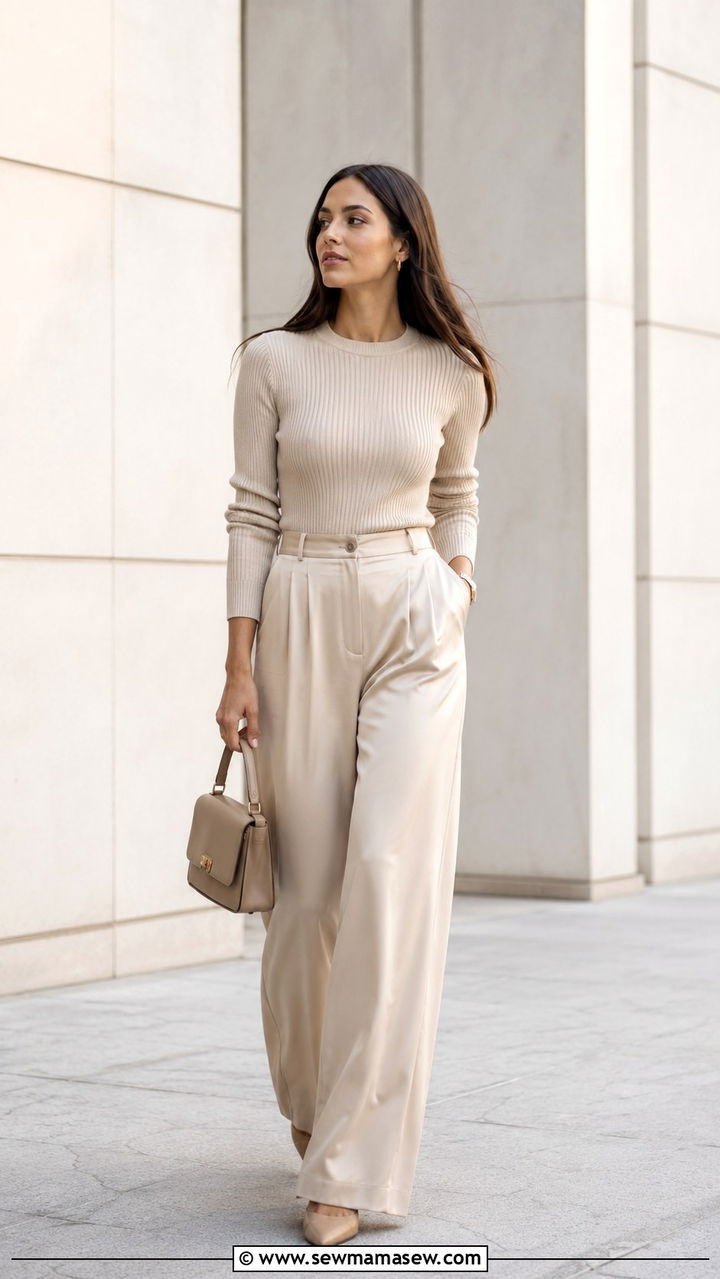 Wide Leg Pants Monochrome Outfit - 25 wide leg pants outfits aesthetic