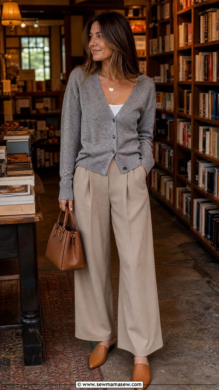 Wide Leg Pants Outfit With Cardigan - 25 wide leg pants outfits 2026