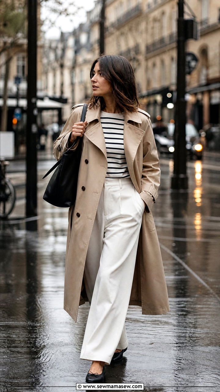 Wide Leg Pants Outfit With Trench Coat - 25 wide leg pants outfits 2026