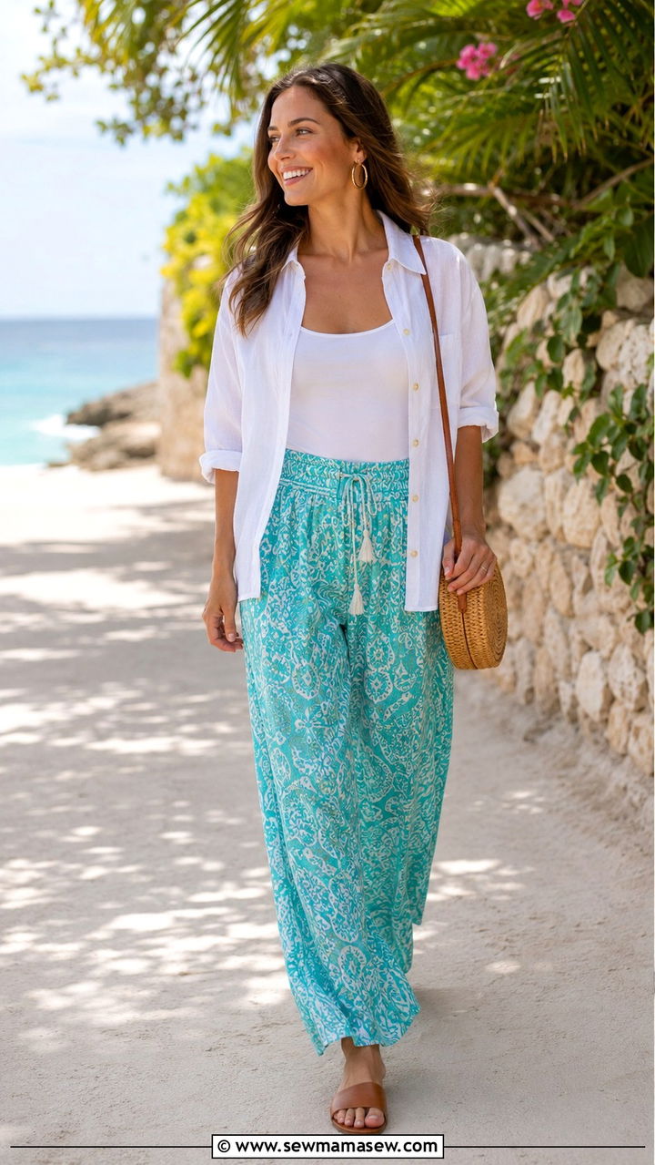 Wide Leg Pants With Button Down And Sandals Outfit - 25 Wide leg pants outfit ideas with a button down