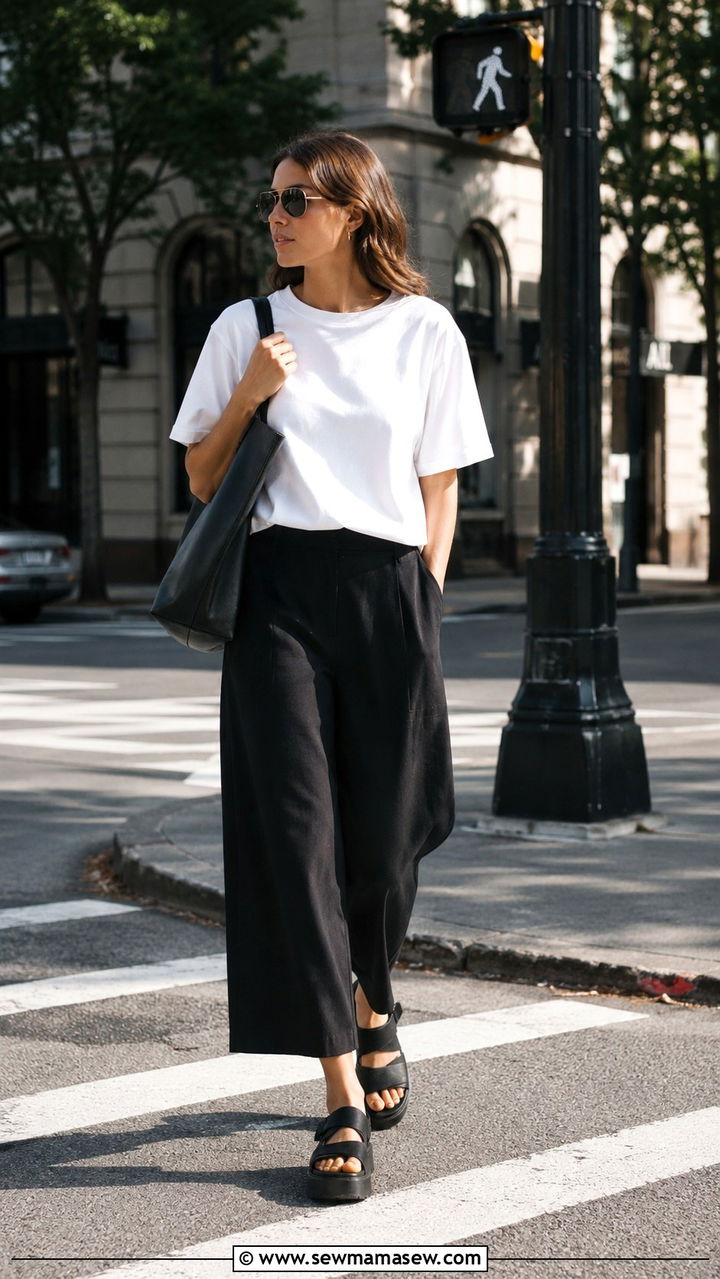 Wide Leg Pants With Chunky Sandals Outfit - 25 wide leg pants outfits aesthetic