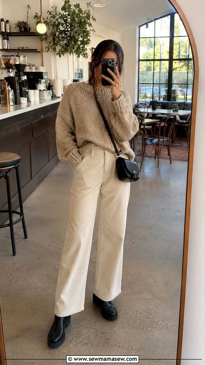 Wide Leg Pants With Chunky Sweater And Chelsea Boots - 30 how to style wide leg pants
