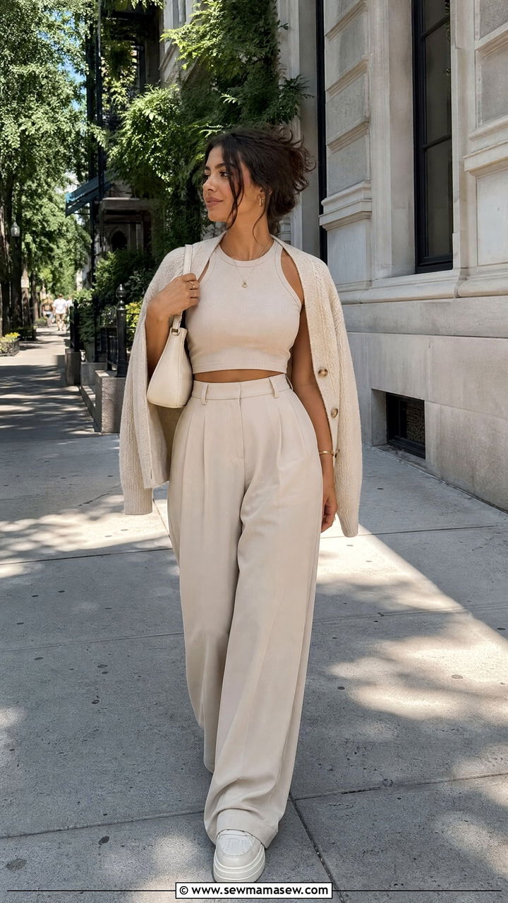 Wide Leg Pants With Crop Top - 30 modest concert outfit ideas