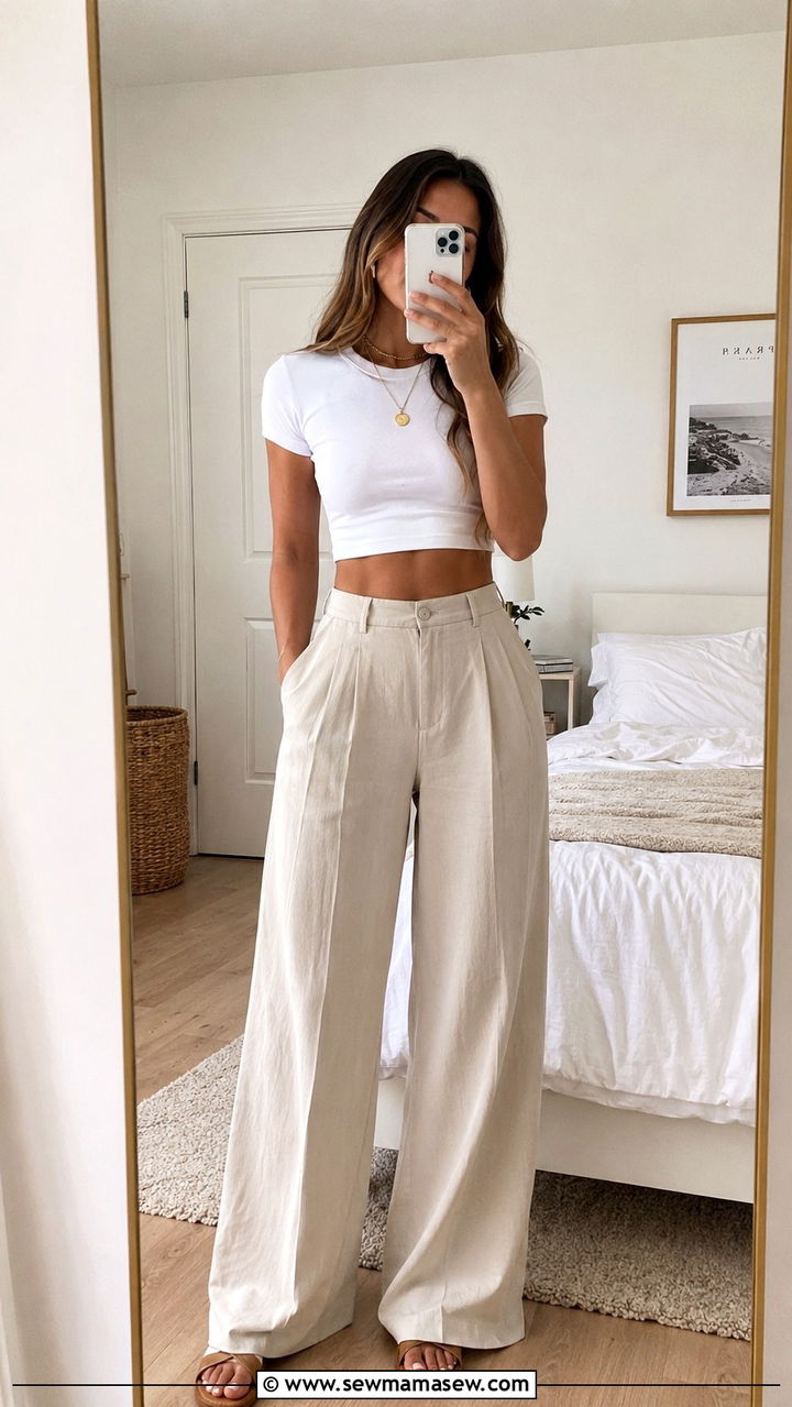 Wide Leg Pants With Crop Top Outfit - 25 wide leg pants outfits aesthetic