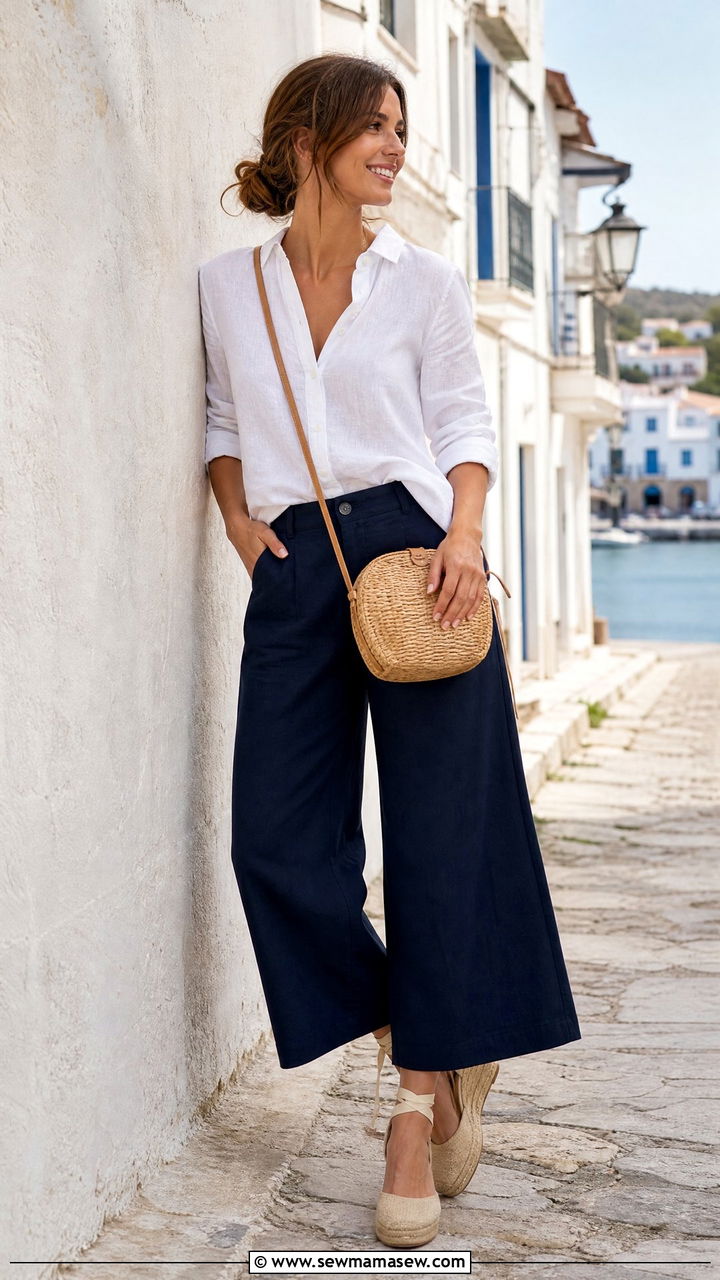 Wide Leg Pants With Espadrilles - 30 summer wide leg pants outfit ideas