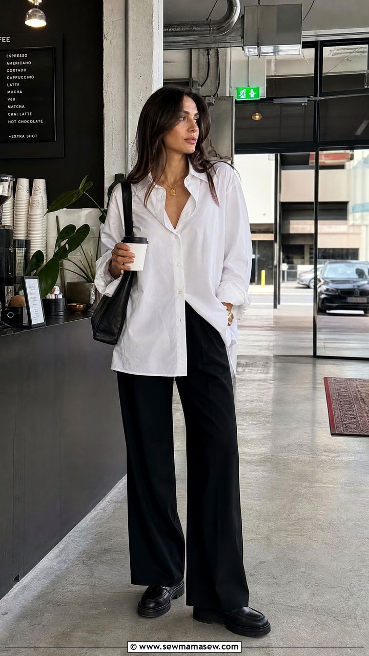 Wide Leg Pants With Oversized Button Down Outfit - 25 Wide leg pants outfit ideas with a button down