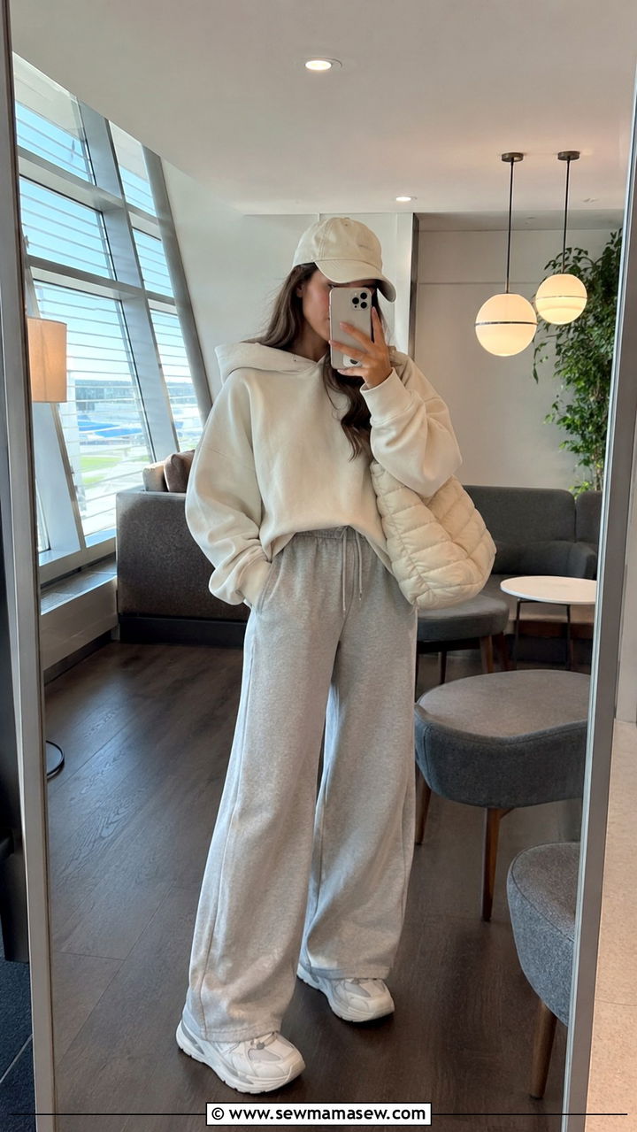 Wide Leg Pants With Oversized Hoodie And Chunky Sneakers - 30 how to style wide leg pants