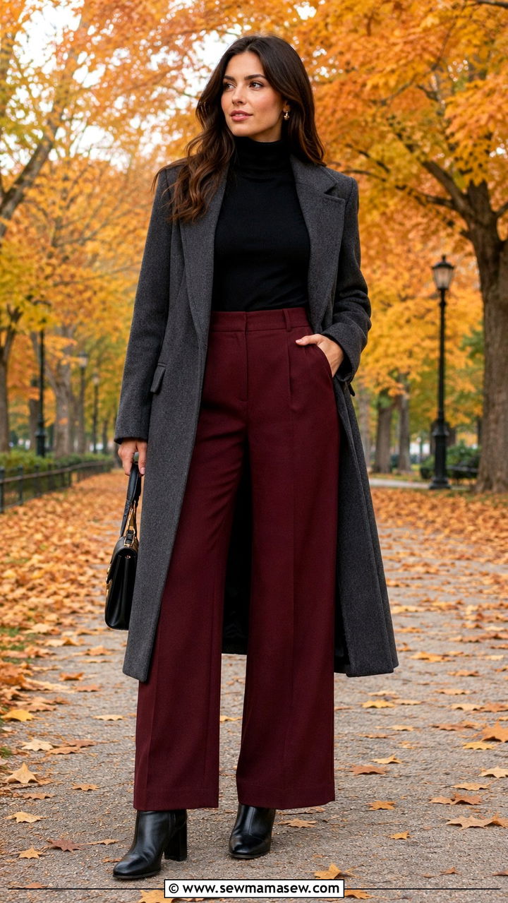 Wide Leg Pants With Turtleneck And Ankle Boots - 30 how to style wide leg pants