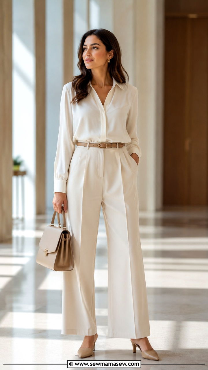Wide Leg Pants and Blouse for Summit - 20 Summit outfit ideas for women