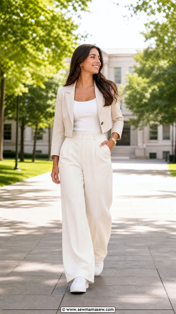 Wide Leg Pants and Fitted Top Graduation Outfit - 25 graduation outfits Pinterest